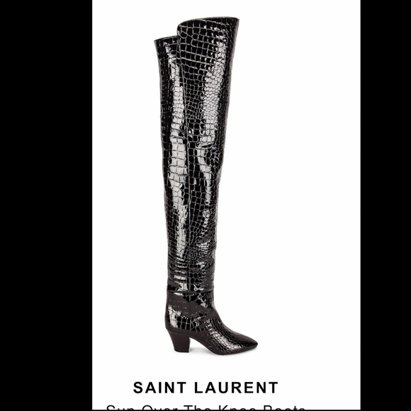 Black Saint Laurent over the knee boots size 38 worn once - Picture 2 of 5